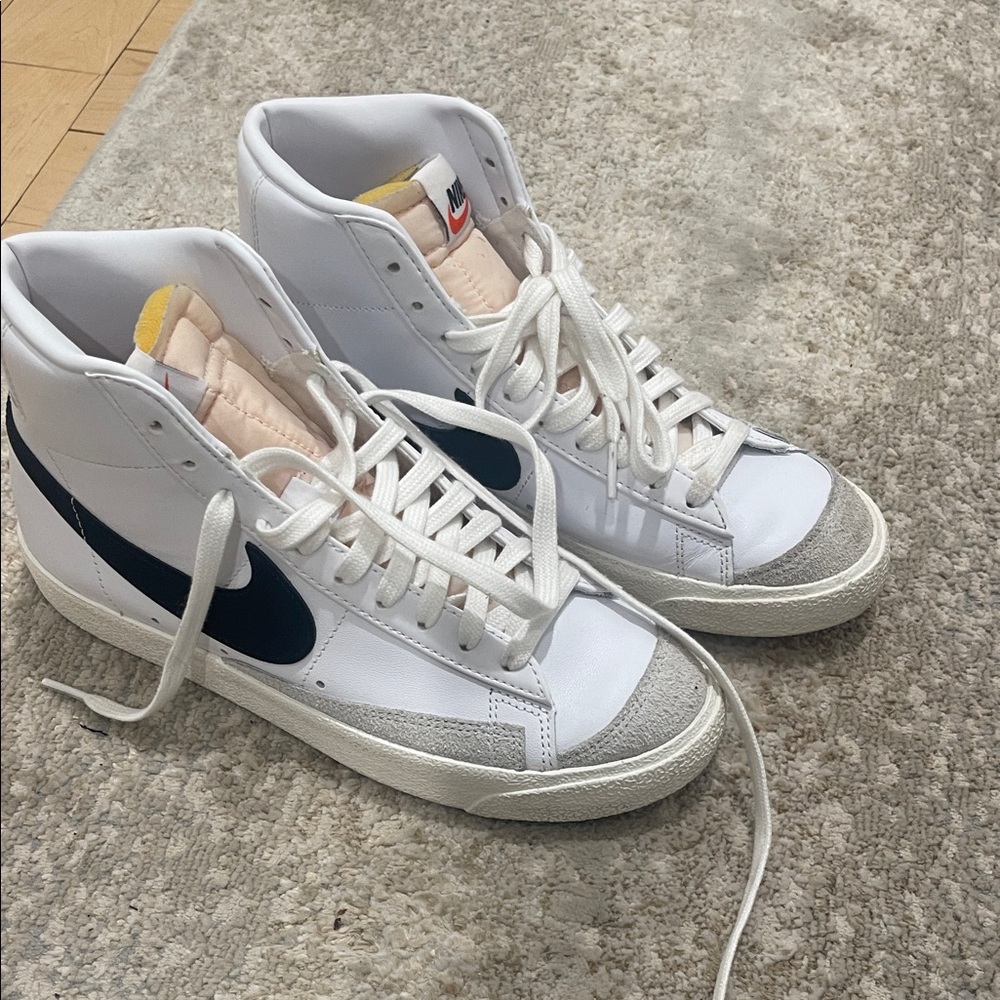 Nike White and Gray High-Top Sneakers